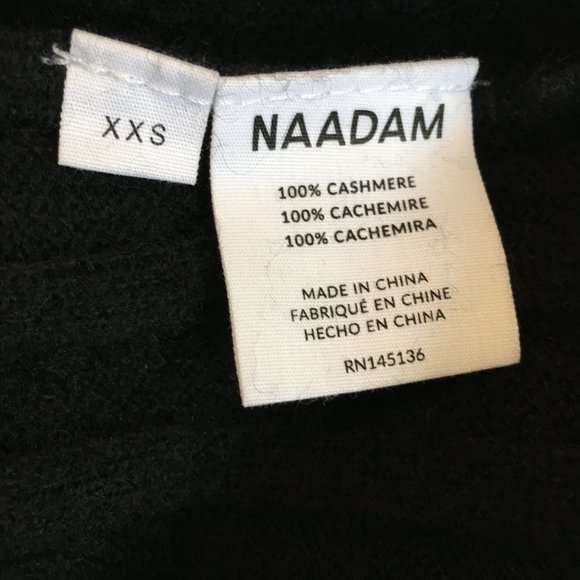 NAADAM Cashmere Ribbed Cropped Sweater in Black XXS - Picture 4 of 4